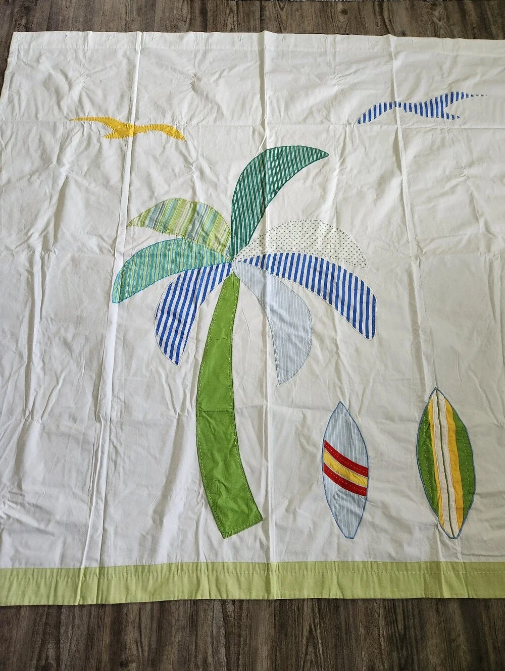 Pottery Barn White 100% Cotton Surfing Shower Curtain 72x72in NWOT